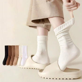 1 пара носков для женщин среднего размера, однотонные, с короткими щиколотками, Дышащие, Весна-Осень, Модные Женские Мягкие Длинные Свободные носки