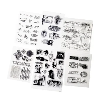 1 упак. / лот Силиконовый прозрачный штамп Cat Lace Живописный штамп для словесного творчества DIY Изготовление открыток для скрапбукинга Принадлежности для украшения