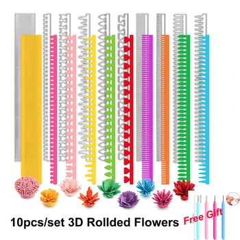 10 шт./компл. 3D трафареты для резки цветов в рулонах, полоски для квиллинга из лепестков цветов своими руками для скрапбукинга, декоративных поделок, изготовления рулонных открыток