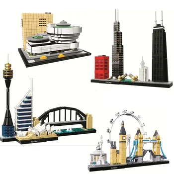 10678 Архитектурный строительный набор Лондон 21034 Модель Тауэрского моста Биг Бен Строительные блоки Кирпичи Совместимые игрушки Lepinlys
