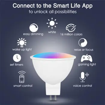 10ШТ Tuya Smart Homekit WiFi MR16 Умная Светодиодная Лампа 12V RGBCW С Регулируемой Яркостью Siri Голосовое Управление 5 Вт Точечная Подсветка Изменение Цвета