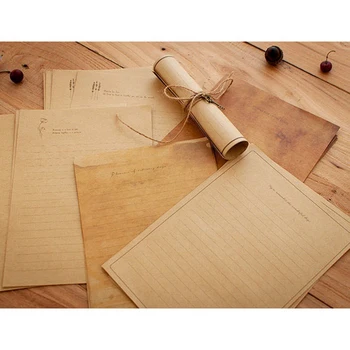 12 шт, Старинная Крафт-бумага, писчая бумага в европейском стиле, бумага для письма, канцелярские принадлежности для писем, номер 3