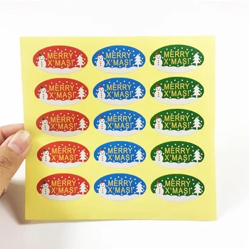 150 шт./упак. трехцветных овальных самоклеящихся бумажных наклеек MERRY X