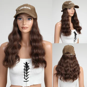 16 дюймов синтетических натуральных волнистых волос для наращивания с бейсбольной кепкой