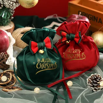 (1шт) 15x17 см Рождественская Сумка Для Яблок Красный Зеленый Праздничный Набор Праздничных Принадлежностей Подарочное Новогоднее Украшение Упаковка Apple Cute Creativity