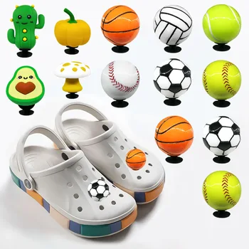 1шт 3D Шарики-Брелоки для обуви Croc Футбол Авокадо Баскетбольные Кроссовки Аксессуары Украшения Детский Подарок Оптом