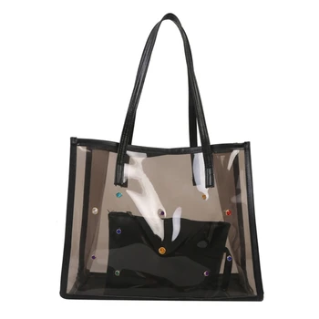 2 шт./компл., модная прозрачная сумка через плечо, женская сумочка, идеально подходящая для пляжного отдыха, повседневных поездок на работу 517D
