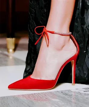2022 г. Женские туфли-лодочки, летние удобные вечерние туфли на тонком каблуке, пикантные свадебные туфли на шпильке, черные, красные, замшевые, дышащие, свадебные туфли