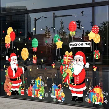 2022 новые рождественские украшения наклейка Украшение окна Рождественского торгового центра Санта Снеговик электростатическая наклейка