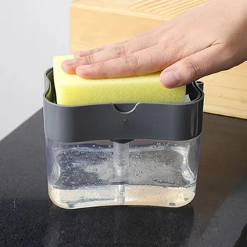 2023 Новый Портативный Дозатор мыла, Коробка для прессования кухонных моющих средств С губкой, Автоматический Дозатор жидкости, Кухонные Инструменты