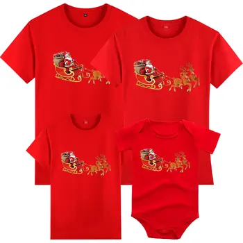 2023 Новый Рождественский костюм, Новогодняя одежда для мамы и дочки, Футболка для мамы и папы для девочек, детский комбинезон, одинаковые комплекты для семьи