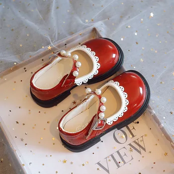 2024 Новая модная обувь для девочек, красные, черные, белые, Кожаные туфли Маленькой принцессы для свадебной вечеринки, детские танцевальные туфли для выступлений