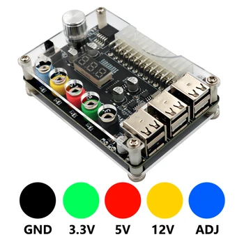 24-контактный Адаптер питания ATX Breakout Board с регулируемой ручкой напряжения, 6-портовый USB 2.0, поддерживает QC2.0 QC3.0