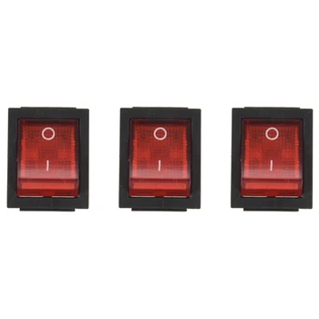 3X Красный индикатор 4-контактный переключатель включения / выключения DPST с защелкивающимся переключателем 15A /250V 20A /125 В переменного тока 28x22 мм