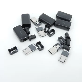 4 в 1 diy белый черный Micro USB 5PIN Сварочный Тип Штекерные разъемы Крышка зарядного устройства 5P USB Хвостовой порт зарядки Гнездо L1