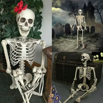 40 см Позируемый Человеческий Скелет В Натуральную Величину На Хэллоуин, Украшение Для Вечеринки, Реквизит Новый