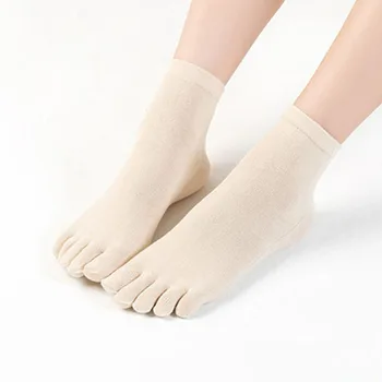 5 Пар однотонных хлопчатобумажных носков с пятью пальцами, женские простые носки с пятью носками в корейском стиле, повседневные короткие носки в полоску
