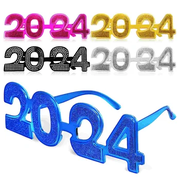 5 Шт 2024 Цифровые Декоративные очки с гальваническим липким порошком 5шт (золотой / серебряный / синий / черный /розово-красный цвета) Пластик