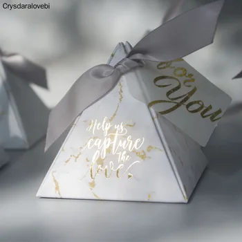 50 шт./лот Треугольная Пирамидальная подарочная коробка свадебные сувениры и подарки коробка конфет свадебные подарки для гостей свадебные украшения