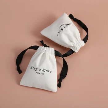 50шт Оптом 13x18 см Многоразовые хлопчатобумажные сумки на шнурке Упаковка ювелирных изделий Для свадебной вечеринки Выдвижной мешочек Подарочный мешочек для конфет для серег
