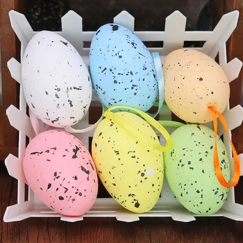 6шт Разноцветных пасхальных яиц из пенопласта 4x6 см, Счастливые Пасхальные украшения, поделки, крашеные яйца, украшения для домашней Пасхальной вечеринки, подарки для детей