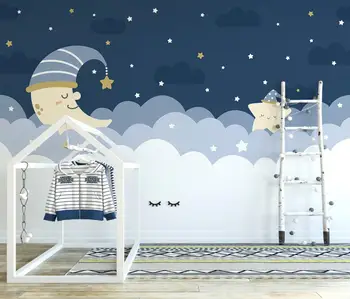 beibehang Custom Nordic good night облака луна звездная фреска обои для украшения детской комнаты ТВ фон 3D обои