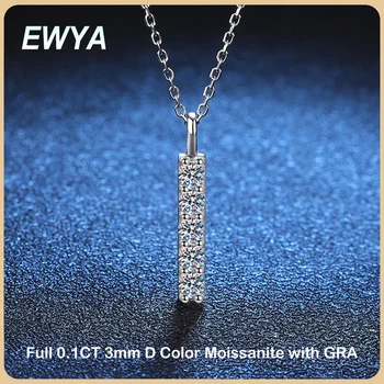EWYA Настоящее ожерелье с подвеской из муассанита весом 0,1 карата и 3 мм для женщин из стерлингового серебра S925 пробы с бриллиантами, ожерелья-цепочки на шею, изысканные ювелирные изделия