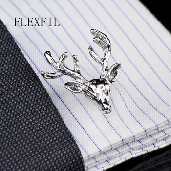 FLEXFIL Ювелирные изделия рубашка запонки для мужчин Бренд металл олень эмаль Запонка Оптовая Продажа Модные Свадебные Пуговицы Высокое Качество gemelos