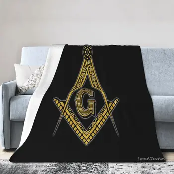 Freemason (черный с золотом) Ультрамягкое одеяло из микрофлиса