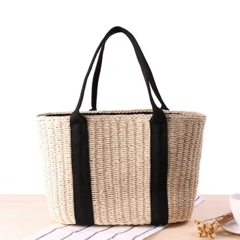 ISKYBOB Повседневная сумка-тоут из ротанга, дизайнерские плетеные женские сумки на плечо, летняя пляжная соломенная сумка большой емкости, дорожная корзина