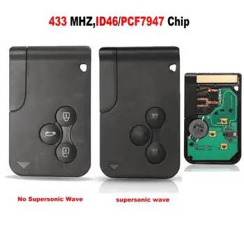 jingyuqin 3 Кнопки 433 МГц ID46 PCF7947 Чип и Вставка Small Blade Remote Smart Key Card Для Renault Megane Scenic Grand