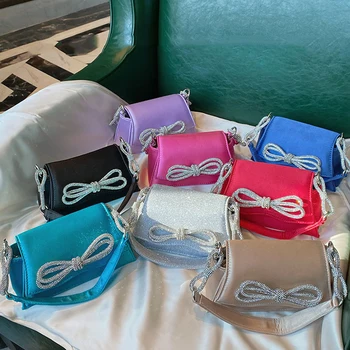 Karon Rhinestone Bowknot Кошельки и сумки Роскошная Дизайнерская Вечерняя Шелковая Сумочка с Блестящими Бриллиантами, Роскошная Вечерняя Сумочка для Женщин