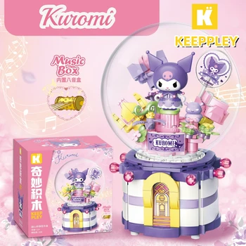 Keeppley New Sanrio Hello Kitty My Melody Kuromi Музыкальная Шкатулка На День Рождения Строительные Блоки Собранная Модель Украшения Подарок На День Рождения