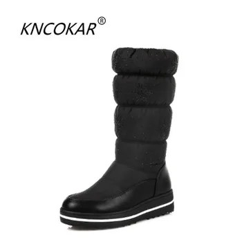 KNCOKAR / Осенне-зимние новые толстые теплые ботинки на танкетке со средними ботинками и пуховиками 35-44 размера