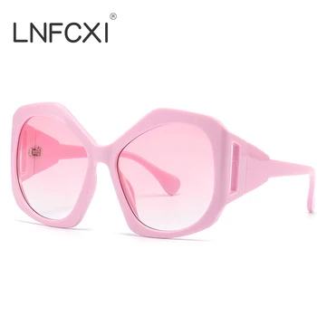 LNFCXI Модные негабаритные солнцезащитные очки Y2K Pink Cat Eye Для женщин и мужчин, Фирменный дизайн, Винтажные Солнцезащитные очки-бабочки, женские солнцезащитные очки больших оттенков
