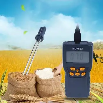 MD7822 Цифровой измеритель влажности зерна Измерители температуры Тестер Измерительный Зонд Измеритель влажности пшеницы Кукурузы риса