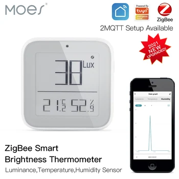 MoesHouse ZigBee Умный датчик яркости термометр освещенности Датчик температуры влажности Tuya Smart App Control