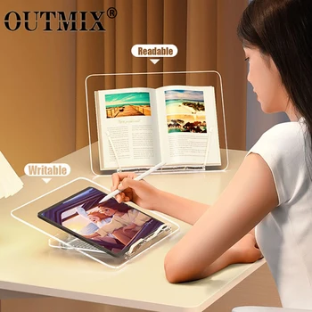 OUTMIX Прозрачная Акриловая Подставка для Чтения Книг для Планшета iPad Держатель Ноутбука Регулируемый Кронштейн Подставка Для Настольных Книг Держатели Стеллажей