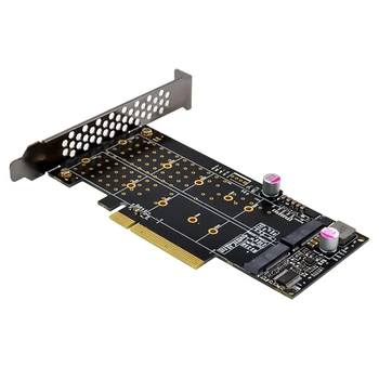 PCI-E X8 Двухканальный M.2 Nvme SSD Обновление Карты Расширения M.2 M Интерфейс Адаптер Твердотельного накопителя