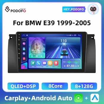 Podofo 8 + 128 ГБ Стерео Радио для BMW E39 1999-2005 GPS Навигация AI Voice WIFI + 4G Carplay FM-приемник 2 Din Android Радио