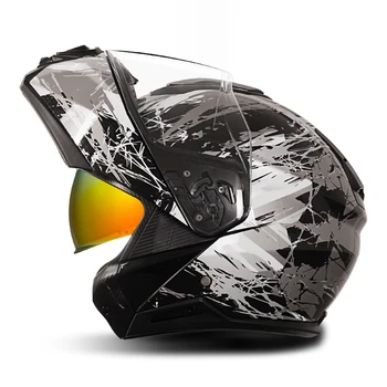 S-3XL Серый Дышащий мотоциклетный шлем с граффити, Износостойкое снаряжение для мотокросса, Откидывающийся байкерский шлем, защита головы от падения