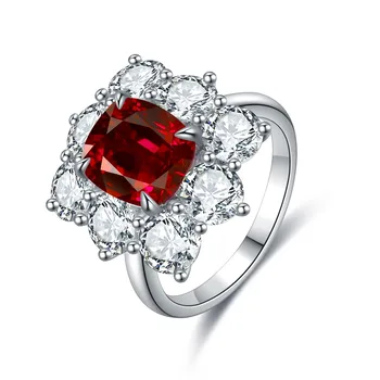 SHIZHONGBAO-jewelry1, Бриллиант, выращенный в лаборатории, кольцо, красный, Основной камень: 3,93 карата,