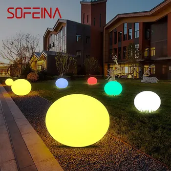 SOFEINA Современный белый газонный светильник Водонепроницаемый IP65 Наружный круглый светодиодный 16 цветов для украшения сада парка