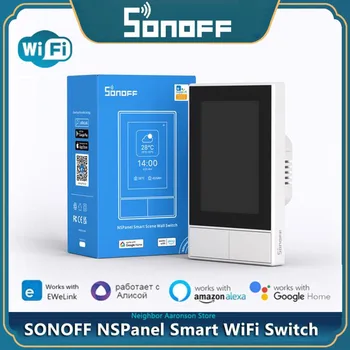 SONOFF NSPanel Белый Переключатель Wi-Fi Smart Scene Настенный Выключатель ЕС/США Умный Дисплей Термостата Управление Работает с Alexa Google Home