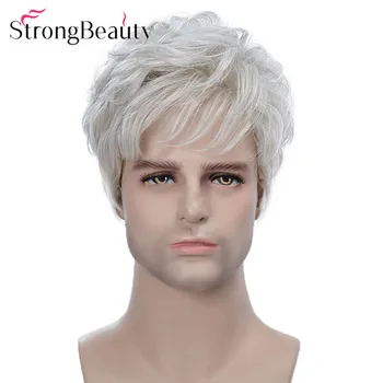 StrongBeauty Короткие мужские парики из синтетических волос Термостойкий Монолитный парик