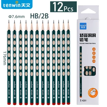 Tenwin 12ШТ. Деревянный карандаш HB/2B Graffiti, графитовый карандаш, Правильная поза при письме, детские карандаши, канцелярские принадлежности для рисования.