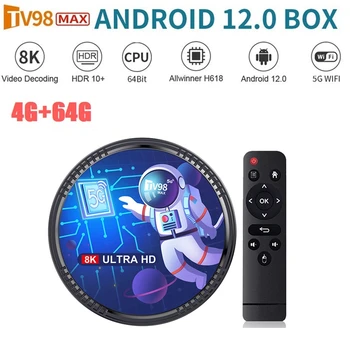 TV98MAX TV Box 2.4G + 5G WIFI + Медиаплеер Blutooth5.0 H265 TV98 Простой в использовании Британский штекер