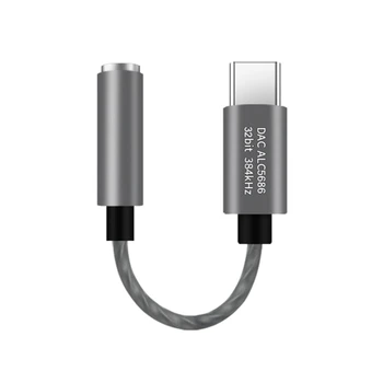 USB Type C до 3,5 мм Разъема для наушников Адаптер DAC 32Bit 384 кГц Realtek ALC5686 USB до 3,5 мм для смартфона SAMSUNG (серый)