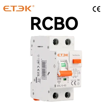 Автоматический выключатель ETEK RCBO Типа A 1P + N С защитой От Перегрузки По Току 6KA 2P DPN 30mA EKL13