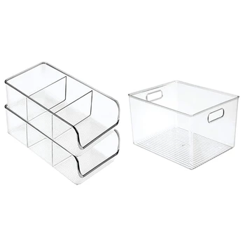 Акриловый Прозрачный Холодильник Настольный Ящик для хранения в общей ванной комнате с 2 пакетами продуктов Кухонный Органайзер для хранения